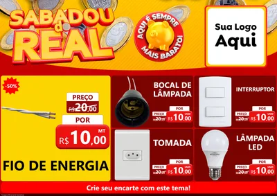 Modelo de Encarte para Encarte A4 Horizontal com o tema Sabadou do Real para Materiais Elétricos