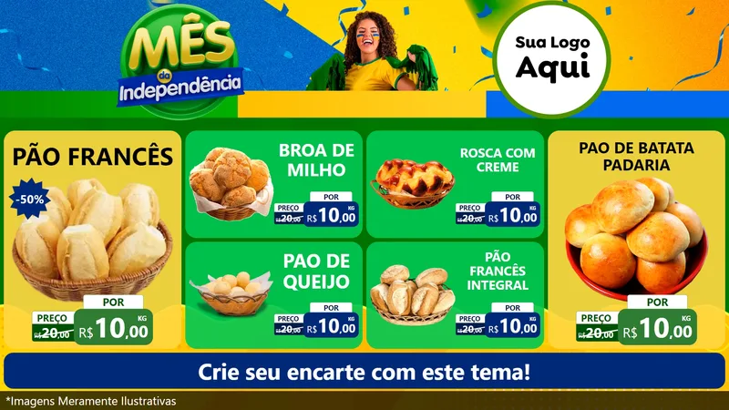 Modelo de TV para TV Horizontal com o tema Mês da Independência para Padaria
