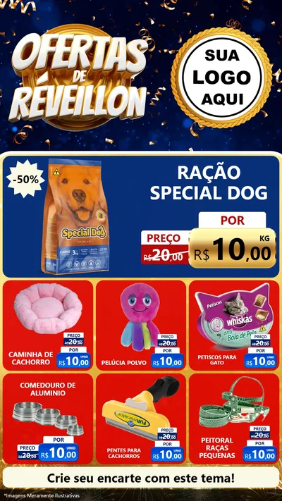 Modelo de Rede Social para Stories com o tema Ofertas de Réveillon para Pet Shop