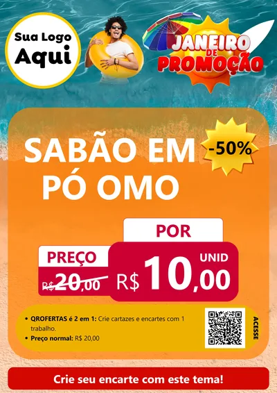 Modelo de Cartaz para Cartaz A4 Vertical com o tema Janeiro de Promoção para Produtos de Limpeza