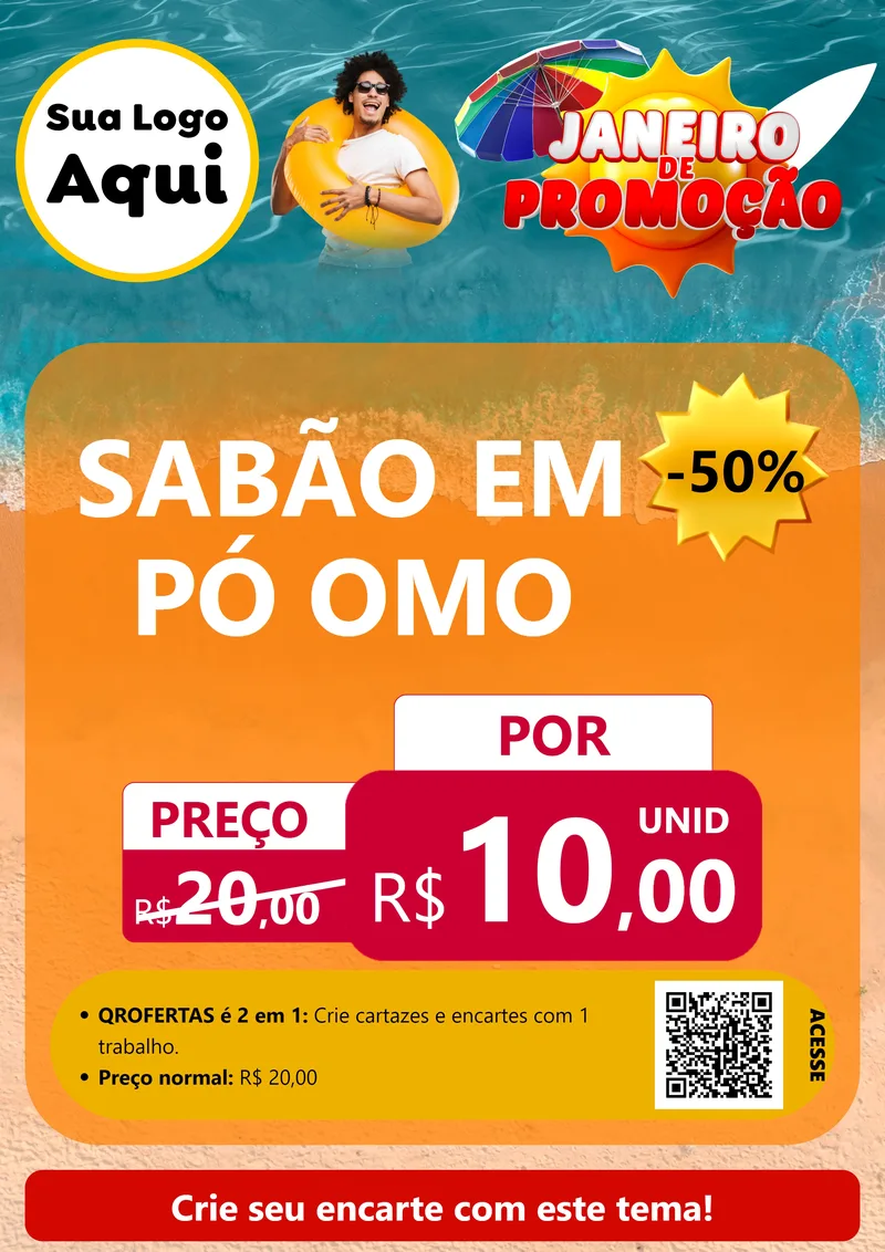 Modelo de Cartaz para Cartaz A4 Vertical com o tema Janeiro de Promoção para Produtos de Limpeza