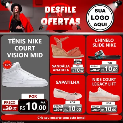 Modelo de Rede Social para Feed Facebook com o tema Desfile de Ofertas para Calçados