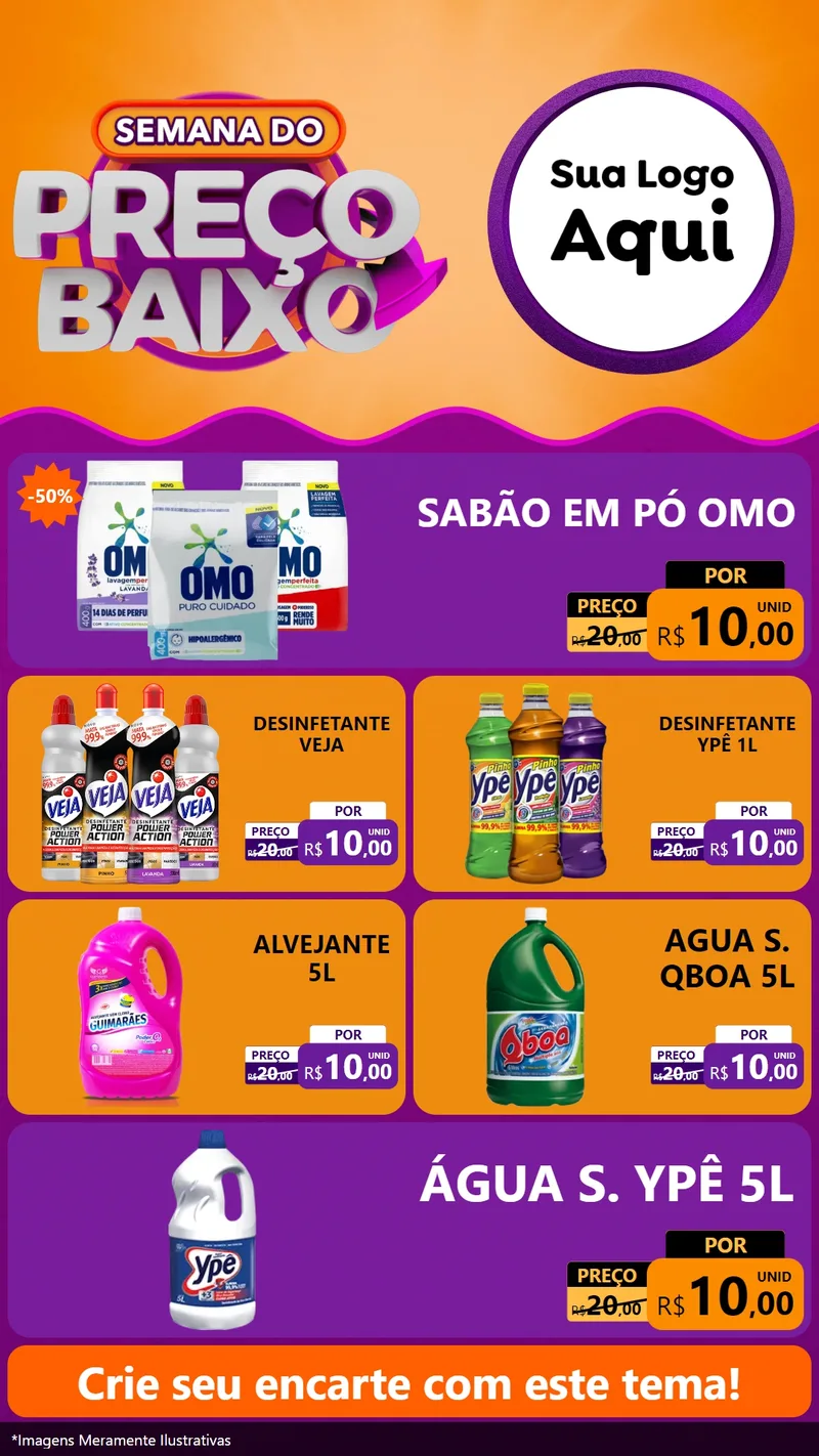 Modelo de TV para TV Vertical com o tema Semana do Preço Baixo para Produtos de Limpeza