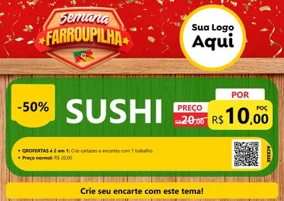 Modelo de Cartaz para Cartaz A4 Horizontal com o tema Semana Farroupilha para Comida japonesa