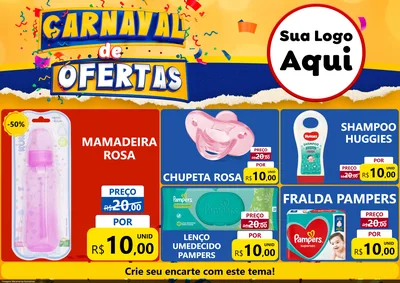 Modelo de Encarte para Encarte A4 Horizontal com o tema Carnaval de Ofertas para Bebês