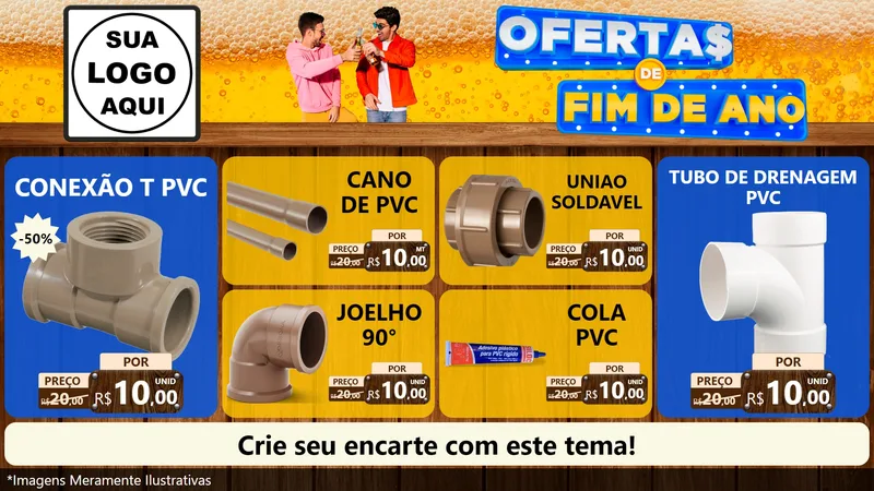 Modelo de TV para TV Horizontal com o tema Ofertas de Fim de Ano para Tubos e conexões