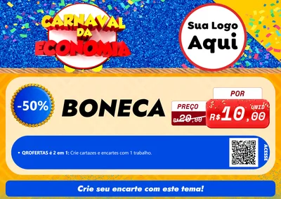 Modelo de Cartaz para Cartaz A4 Horizontal com o tema Carnaval da Economia para Brinquedos