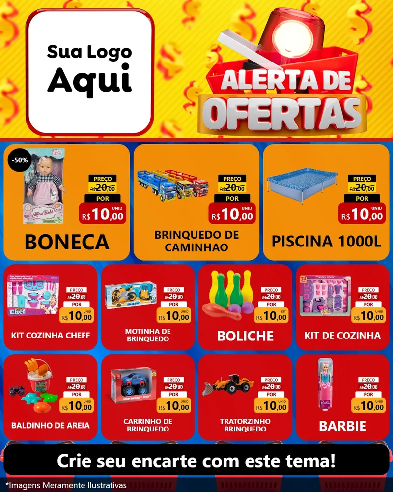 Modelo de Rede Social para Feed Instagram com o tema Alerta de Ofertas para Brinquedos