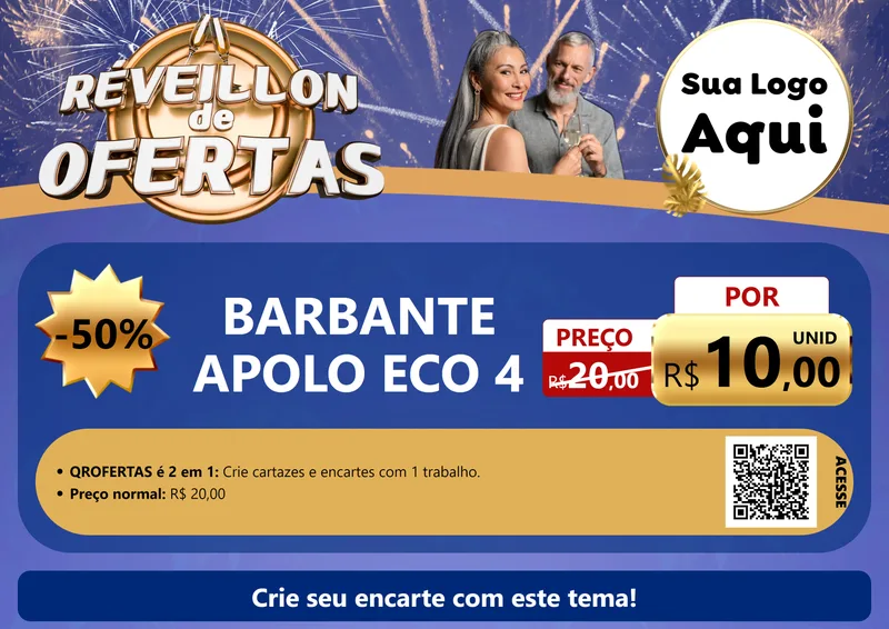 Modelo de Cartaz para Cartaz A4 Horizontal com o tema Réveillon de Ofertas para Armarinho e Aviamentos