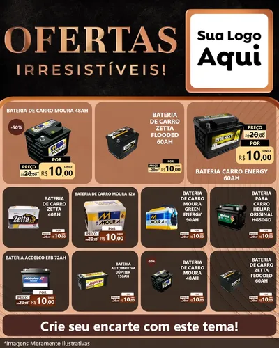 Modelo de Rede Social para Feed Instagram com o tema Ofertas Irresistíveis! para Baterias Elétricas