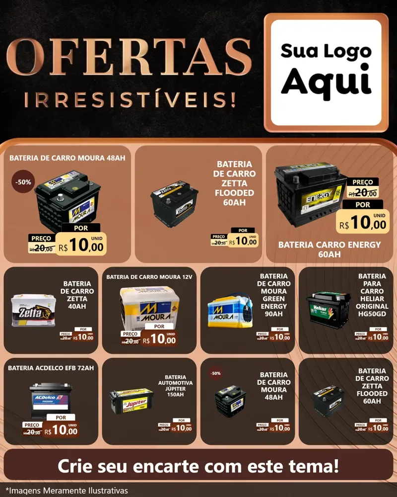 Modelo de Rede Social para Feed Instagram com o tema Ofertas Irresistíveis! para Baterias Elétricas