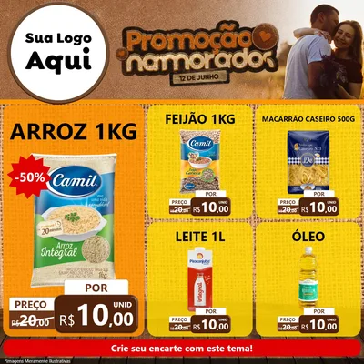 Modelo de Rede Social para Feed Facebook com o tema Promoção Namorados para Supermercado