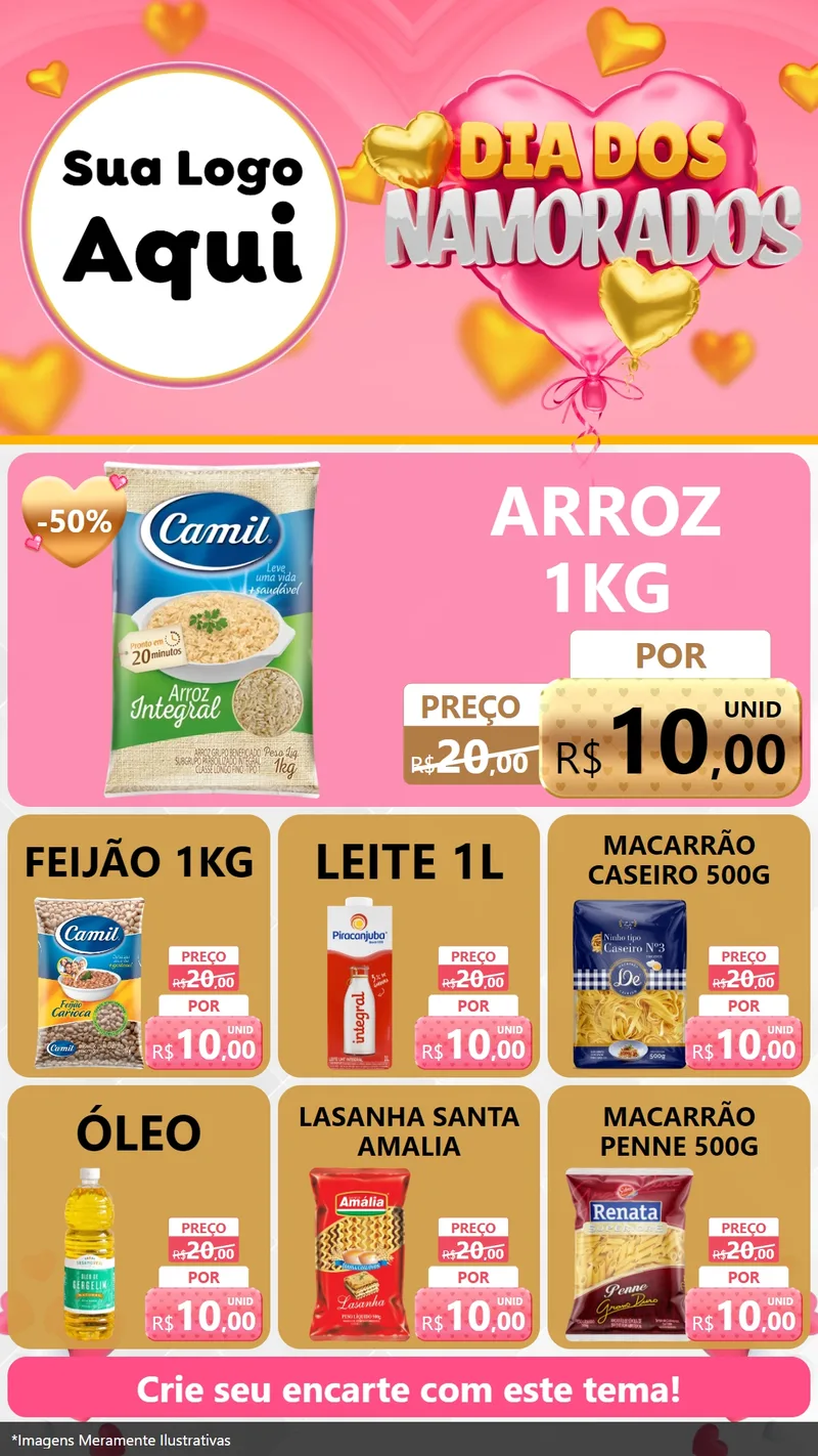 Modelo de Rede Social para Stories com o tema Dia dos Namorados para Supermercado