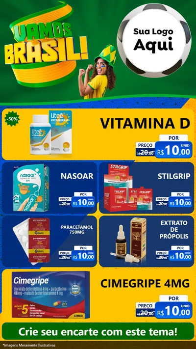 Modelo de TV para TV Vertical com o tema Vamos Brasil - Copa para Farmácia