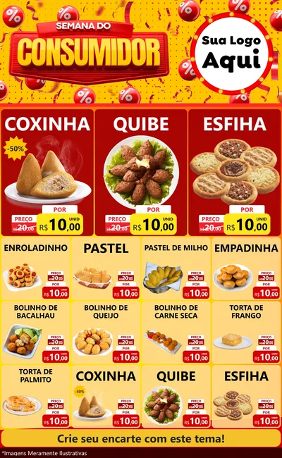 Modelo de Encarte para Encarte Grande com o tema Semana do Consumidor para Salgadaria