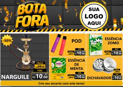 Modelo de Encarte para Encarte A4 Horizontal com o tema Bota Fora para Tabacaria