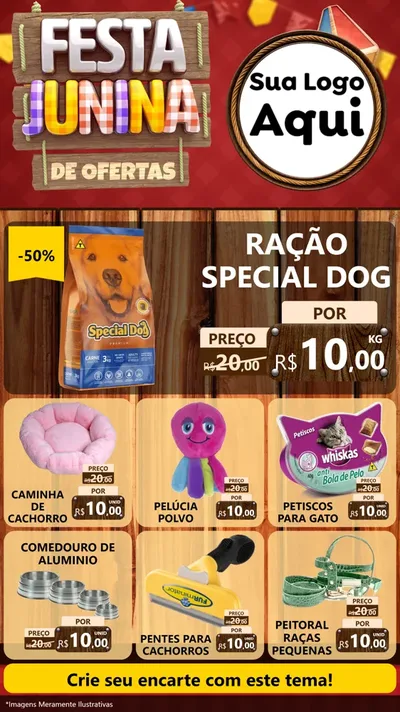 Modelo de Rede Social para Stories com o tema Festa Junina de Ofertas para Pet Shop