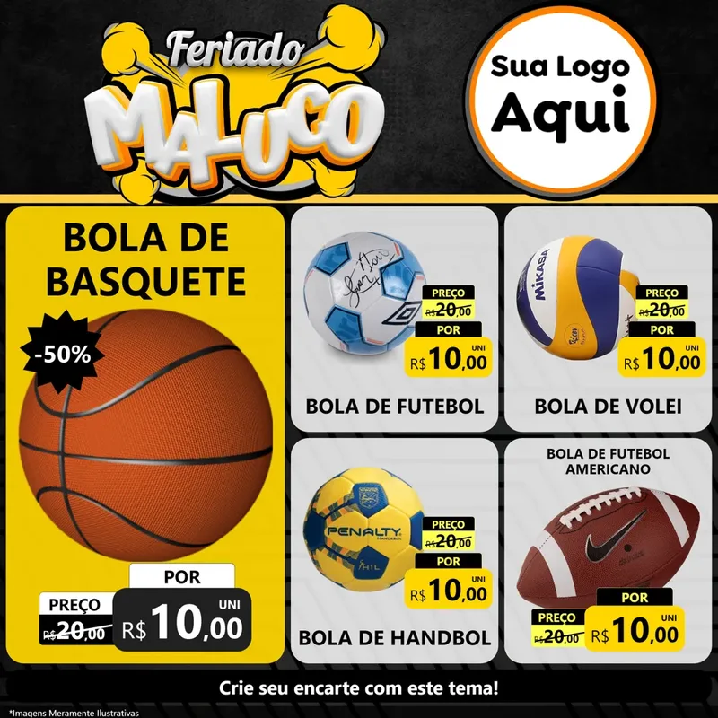 Modelo de Rede Social para Feed Facebook com o tema Feriado Maluco para Artigos Esportivos