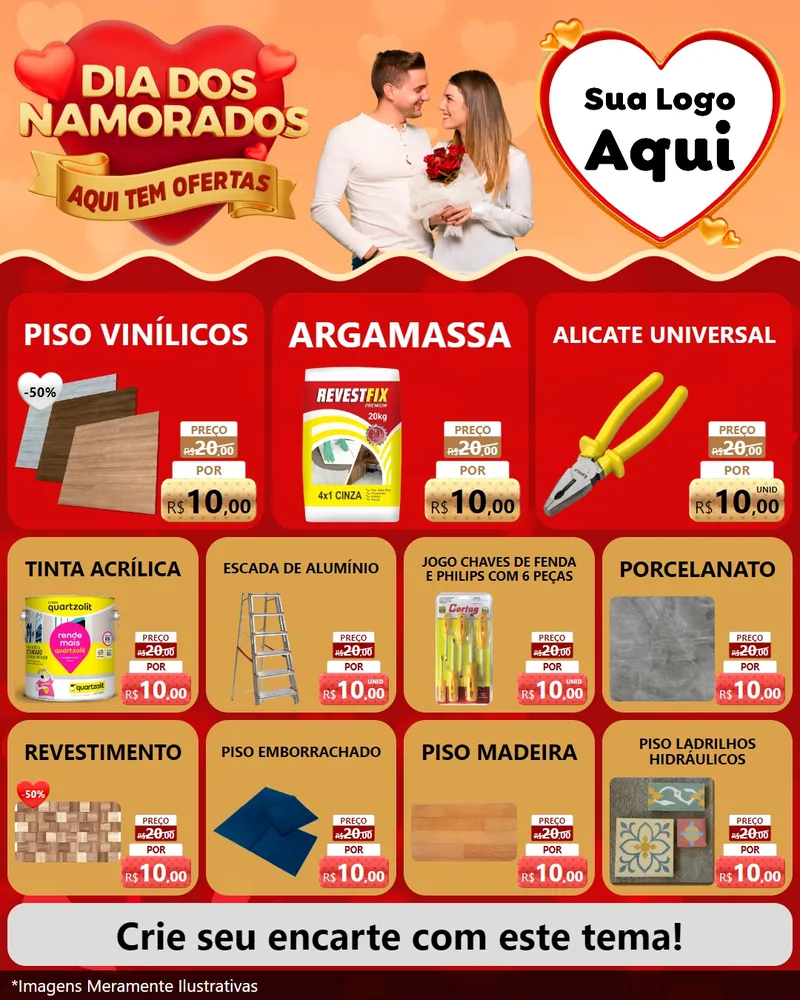 Modelo de Rede Social para Feed Instagram com o tema Dia dos Namorados - Aqui Tem Ofertas para Material para Construção