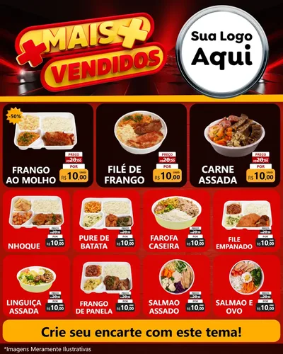 Modelo de Rede Social para Feed Instagram com o tema Mais Vendidos para Restaurante