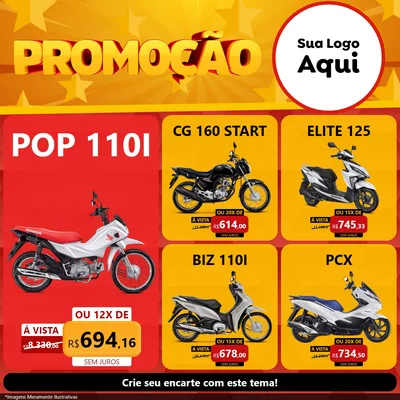 Modelo de Rede Social para Feed Facebook com o tema Promoção para Concessionaria de Motos