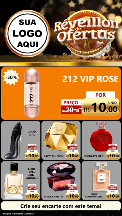 Modelo de Rede Social para Stories com o tema Réveillon de Ofertas para Perfumes