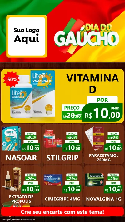Modelo de Rede Social para Stories com o tema Dia do Gaúcho para Farmácia
