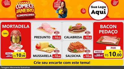 Modelo de TV para TV Horizontal com o tema Comece Janeiro Economizando para Frios e Laticínios