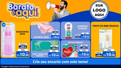 Modelo de TV para TV Horizontal com o tema Barato é aqui para Bebês