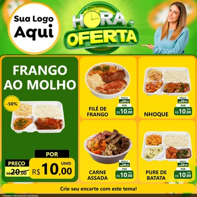 Modelo de Rede Social para Feed Facebook com o tema Hora da Oferta para Restaurante