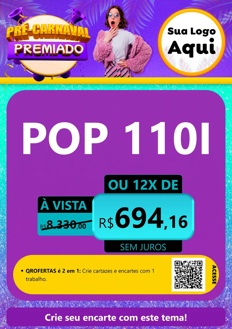 Modelo de Cartaz para Cartaz A4 Vertical com o tema Pré-Carnaval Premiado para Concessionaria de Motos