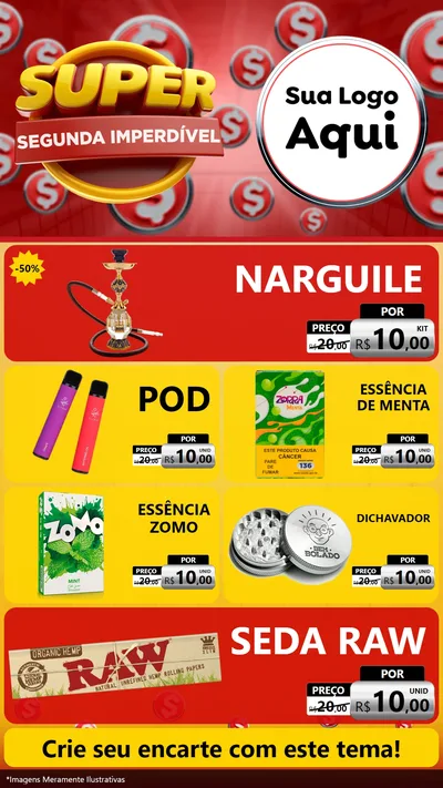 Modelo de TV para TV Vertical com o tema Super Segunda Imperdível para Tabacaria
