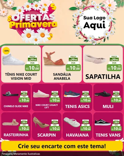 Modelo de Rede Social para Feed Instagram com o tema Ofertas de Primavera para Calçados