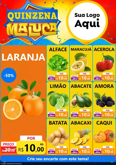 Modelo de Encarte para Encarte A4 Vertical com o tema Quinzena Maluca para Hortifrúti