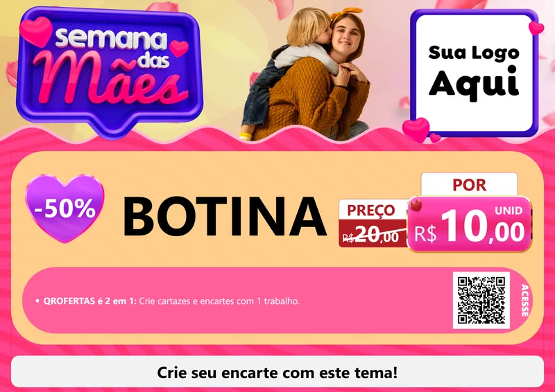 Modelo de Cartaz para Cartaz A4 Horizontal com o tema Semana das Mães para Agropecuária