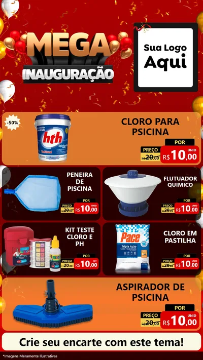 Modelo de TV para TV Vertical com o tema Mega Inauguração para Produtos para Piscina