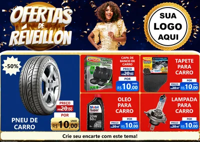 Modelo de Encarte para Encarte A4 Horizontal com o tema Ofertas de Réveillon para Auto peças