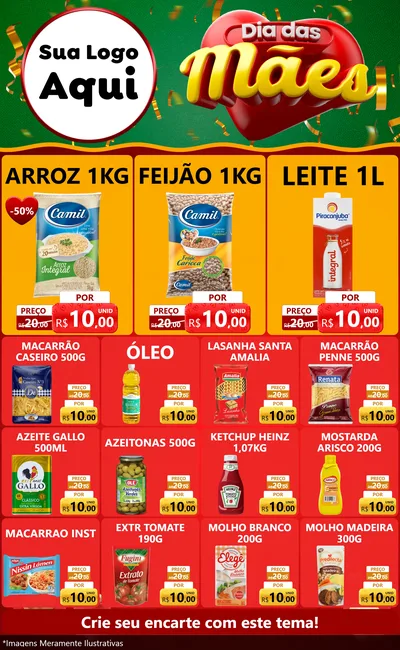 Modelo de Encarte para Encarte Grande com o tema Dia das Mães para Supermercado