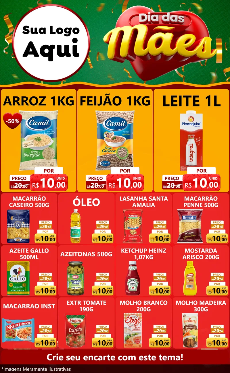 Modelo de Encarte para Encarte Grande com o tema Dia das Mães para Supermercado
