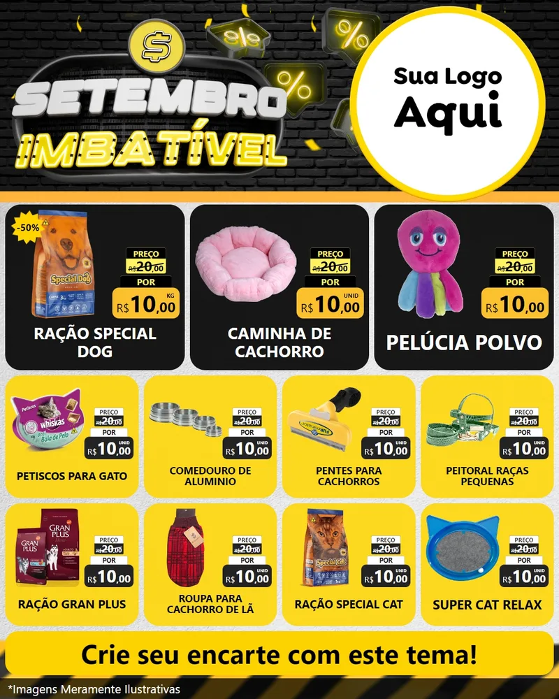 Modelo de Rede Social para Feed Instagram com o tema Setembro Imbatível para Pet Shop