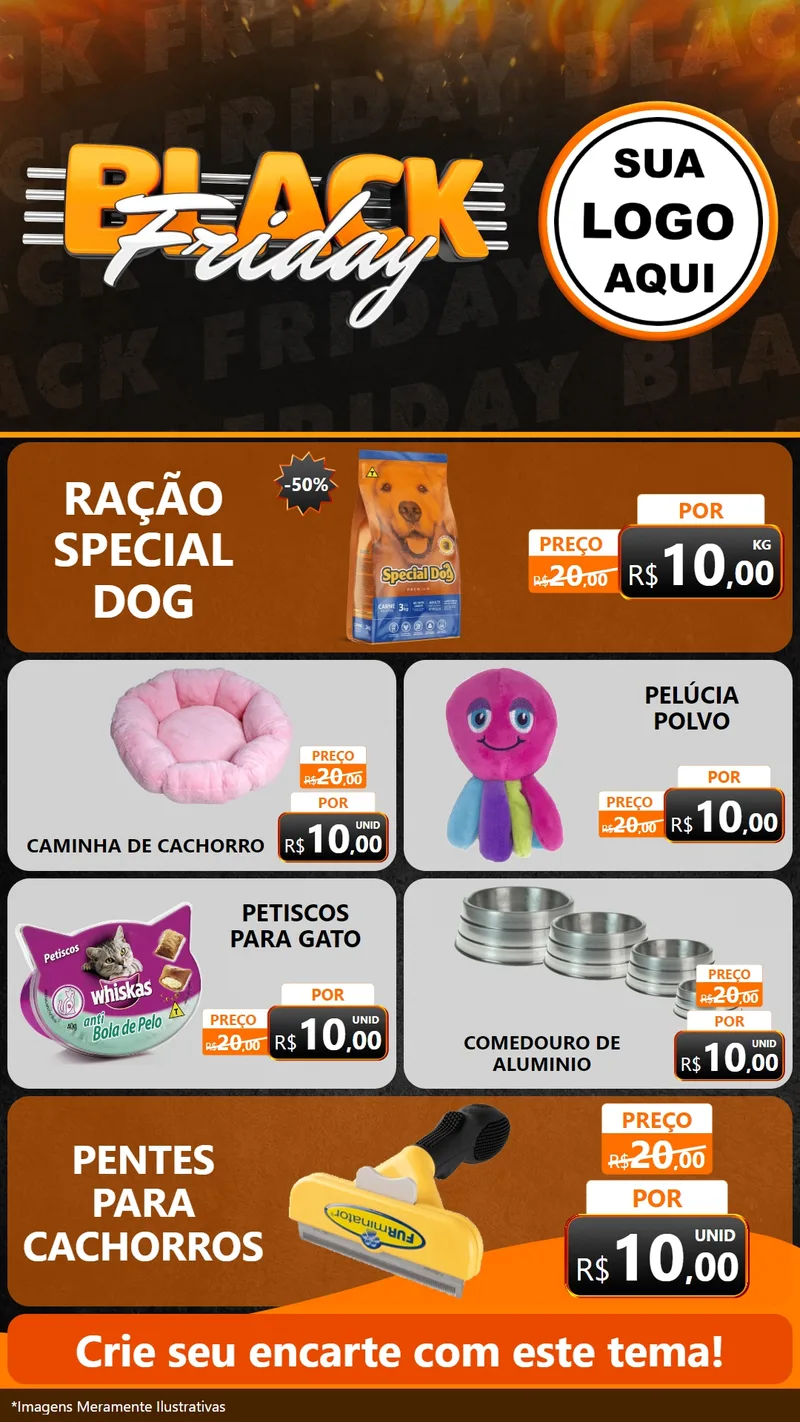 Modelo de TV para TV Vertical com o tema Black Friday para Pet Shop