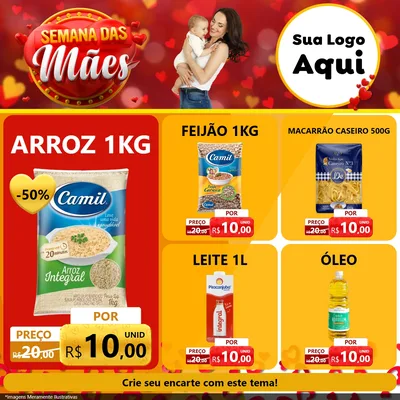Modelo de Rede Social para Feed Facebook com o tema Semana das Mães para Supermercado