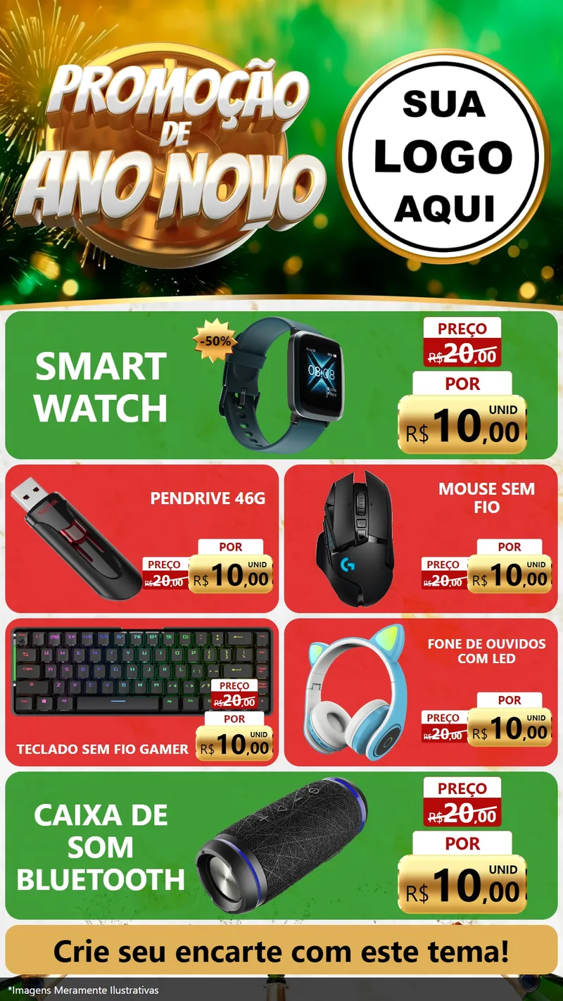 Modelo de TV para TV Vertical com o tema Promoção de Ano Novo para Informática