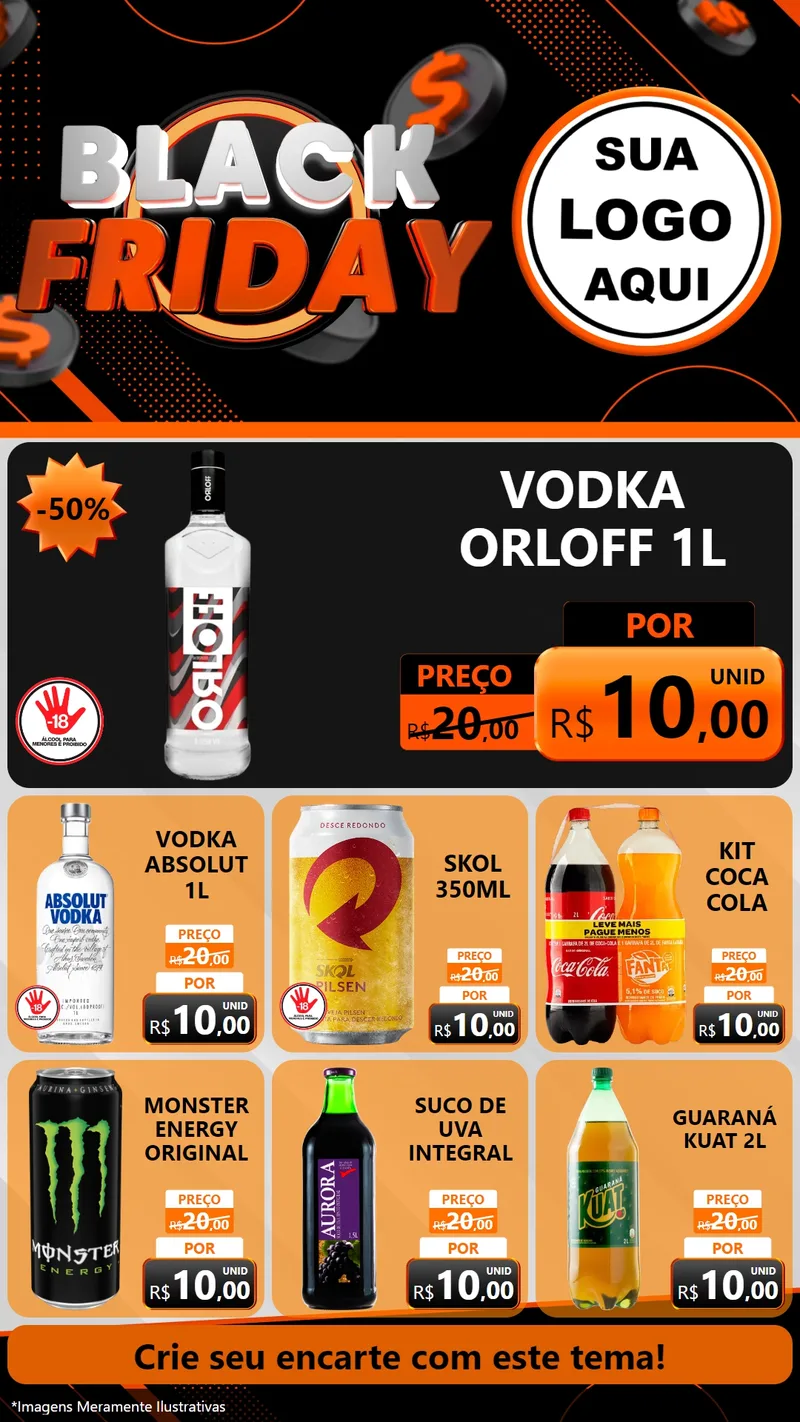 Modelo de Rede Social para Stories com o tema Black Friday para Distribuidora de bebidas