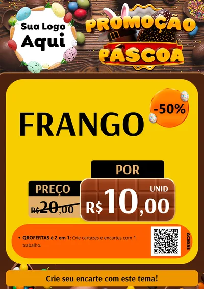 Modelo de Cartaz para Cartaz A4 Vertical com o tema Promoção Páscoa para Assados
