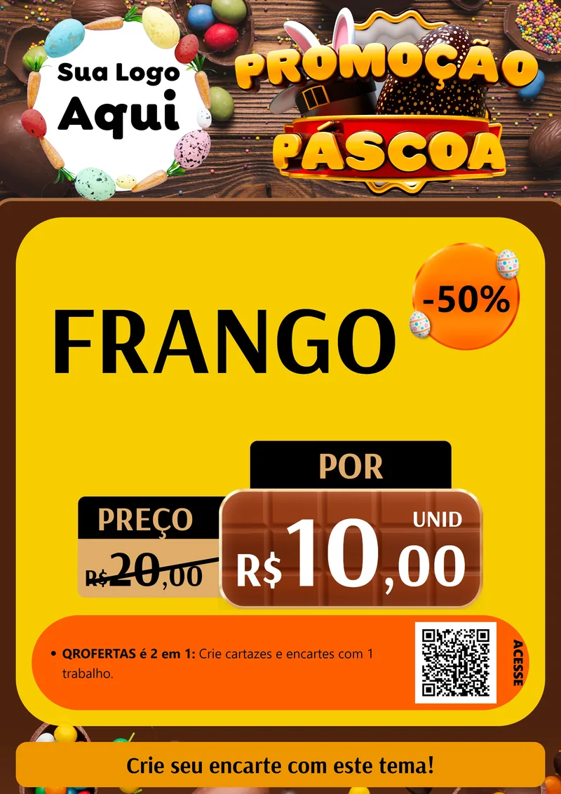 Modelo de Cartaz para Cartaz A4 Vertical com o tema Promoção Páscoa para Assados