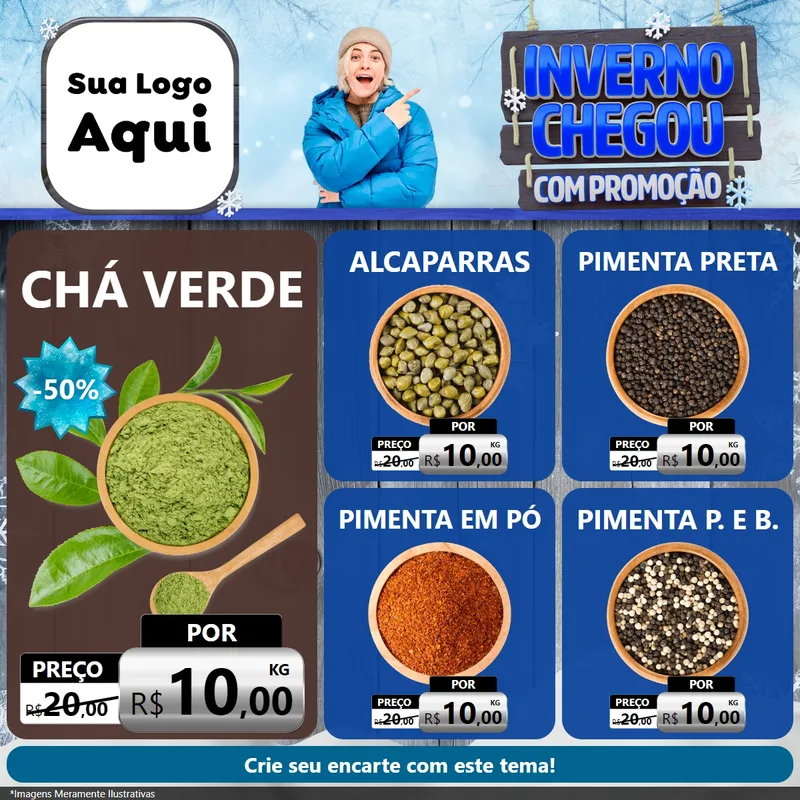 Modelo de Rede Social para Feed Facebook com o tema Inverno Chegou Com Promoção para Produtos Naturais