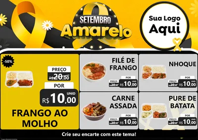 Modelo de Encarte para Encarte A4 Horizontal com o tema Setembro Amarelo para Restaurante