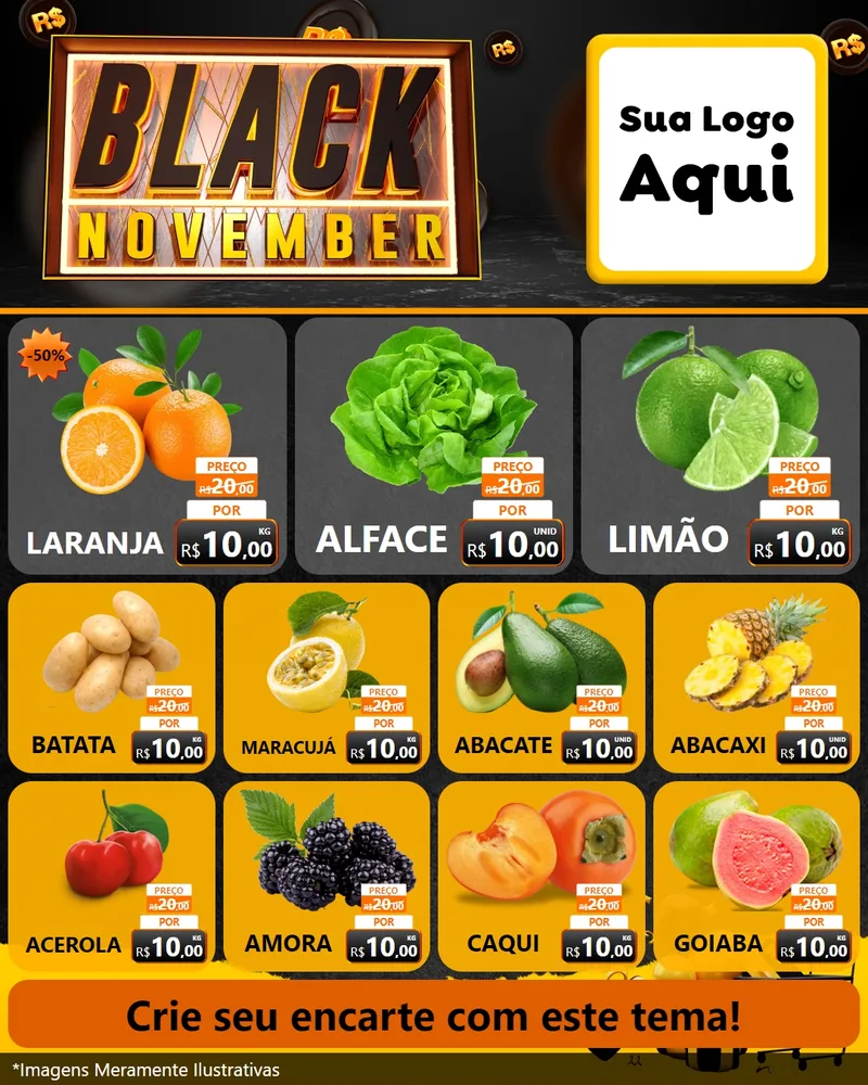 Modelo de Rede Social para Feed Instagram com o tema Black November para Hortifrúti