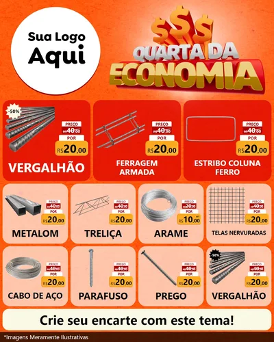 Modelo de Rede Social para Feed Instagram com o tema Quarta da Economia para Ferragens